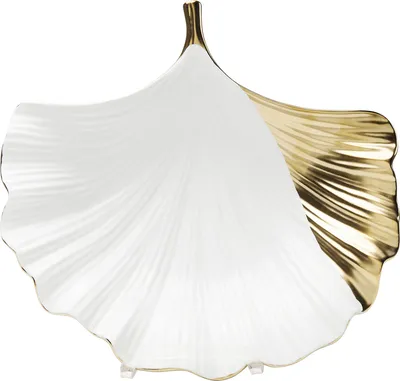 Półmisek porcelanowy GINKGO ELEGANCE SIDE - biały/złoty