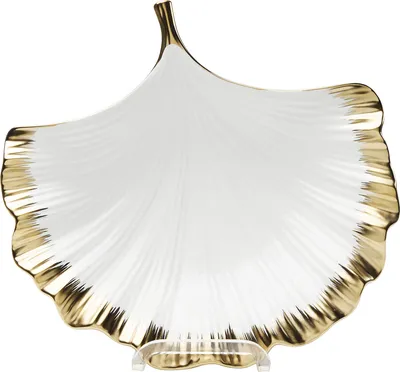 Półmisek porcelanowy GINKGO ELEGANCE RIM - biały/złoty