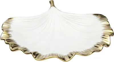 Półmisek porcelanowy GINKGO ELEGANCE RIM - biały/złoty
