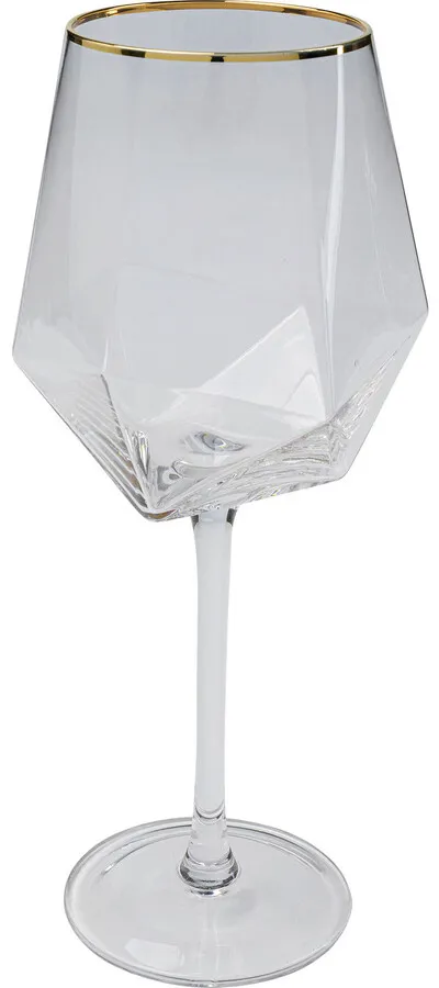 Wine Glass Diamond Gold Rim