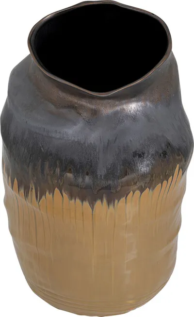 Wazon ceramiczny COLLAPSE 58 - antracyt/brązowy
