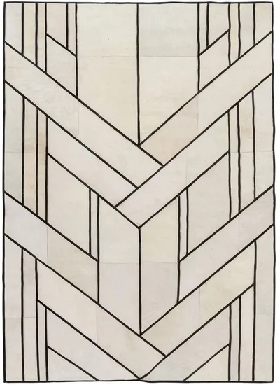 Dywan skórzany NORA 240x170 - beżowy/czarny