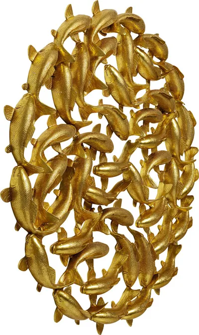 Dekoracja ścienna SCHOOL OF KOI GOLD 160 - złoty