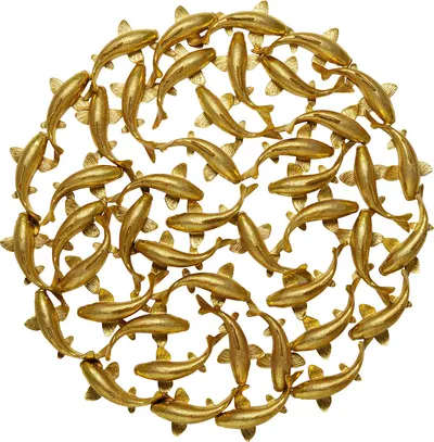 Dekoracja ścienna SCHOOL OF KOI GOLD 160 - złoty