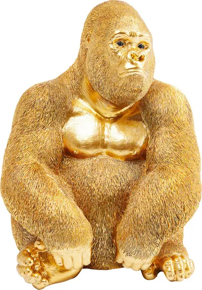 Figurka dekoracyjna MONKEY GORILLA SIDE MEDIUM - złoty