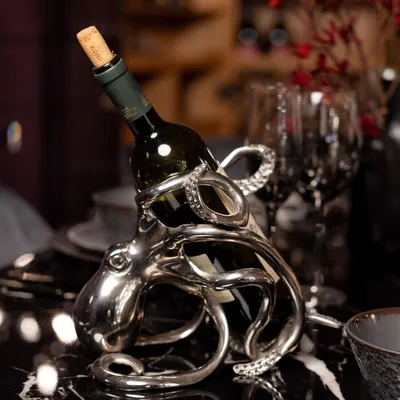 Stojak na wino OCTOPUS - srebrny