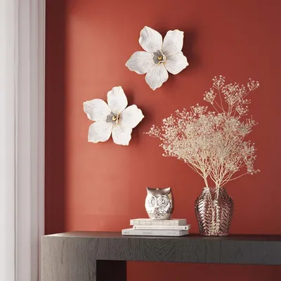 Dekoracja ścienna ORCHID 24x25 - biały/złoty