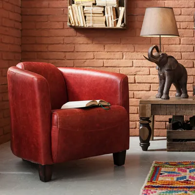 Fotel skórzany CIGAR LOUNGE - czerwony