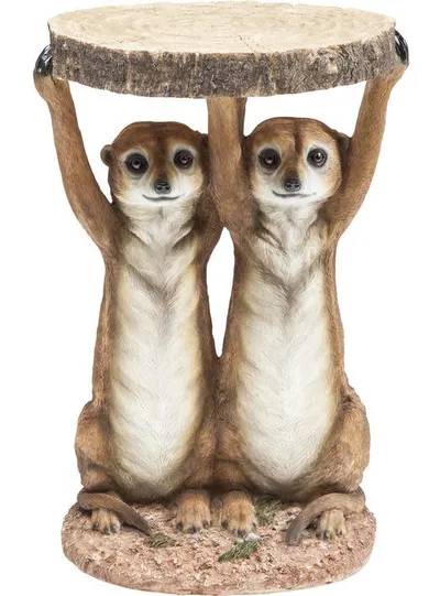 Stolik pomocniczy ANIMAL MEERKAT SISTERS 35x33 - brązowy