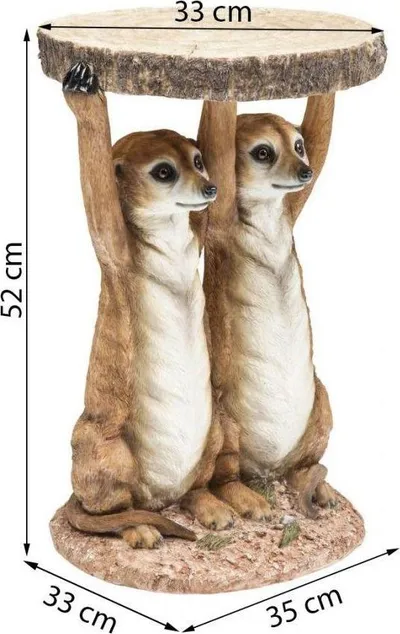 Stolik pomocniczy ANIMAL MEERKAT SISTERS 35x33 - brązowy