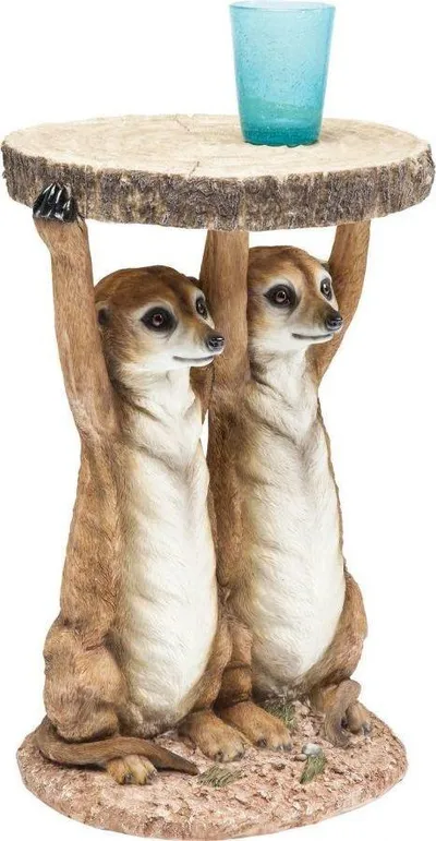 Stolik pomocniczy ANIMAL MEERKAT SISTERS 35x33 - brązowy