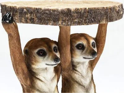 Stolik pomocniczy ANIMAL MEERKAT SISTERS 35x33 - brązowy