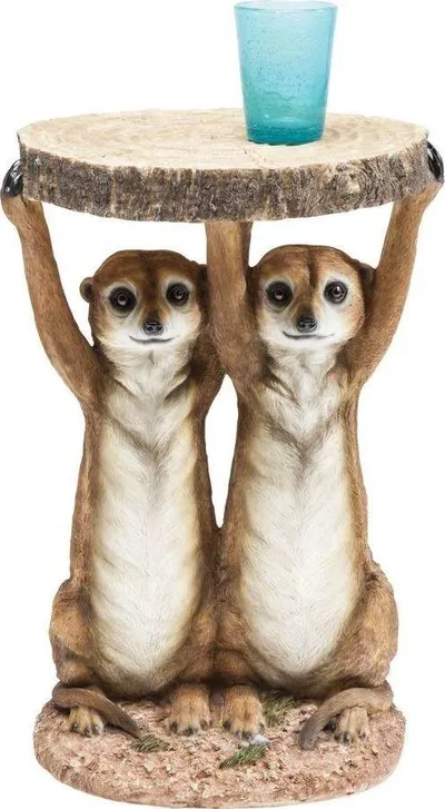Stolik pomocniczy ANIMAL MEERKAT SISTERS 35x33 - brązowy