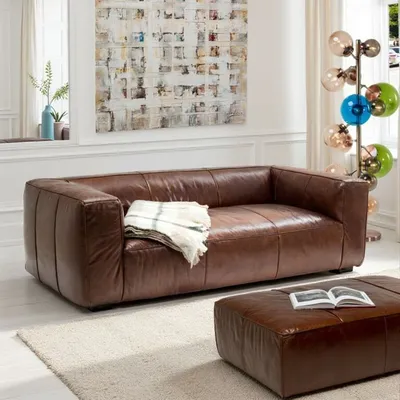 Sofa 3-osobowa skórzana CUBETTO 220 - brązowy