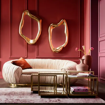 Sofa 2-osobowa welurowa PERUGIA - beżowy/złoty