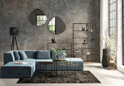 Narożnik modułowy lewy INFINITY VELVET - niebieski
