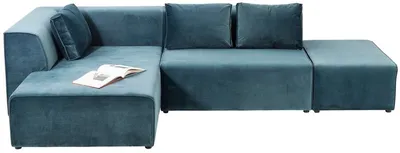 Narożnik modułowy lewy INFINITY VELVET - niebieski