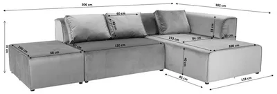 Narożnik modułowy lewy INFINITY VELVET - niebieski