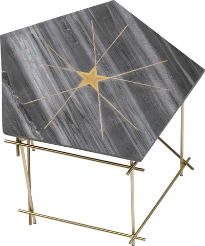 Stolik kawowy MYSTIC PENTAGON 66x62 - szary/złoty