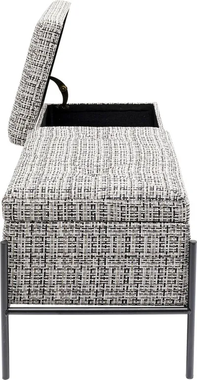 Ławka ze schowkiem BUTTONS STORAGE 120x40 - czarny/biały