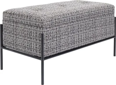 Ławka ze schowkiem BUTTONS STORAGE 80x40 - czarny/biały