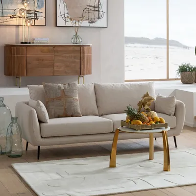 Sofa 3-osobowa AMALFI - kremowy/czarny