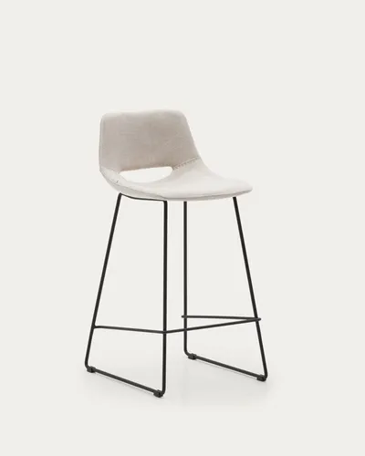 Hoker z podnóżkiem ZAHARA 65 cm - beżowy
