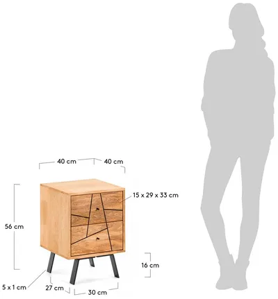 Szafka nocna z szufladami BALIA - naturalny
