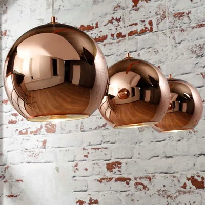 Lampa wisząca 3 -punktowa miedziana 110x25 cm