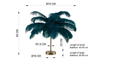 Lampa stołowa FEATHER PALM - zielony/złoty