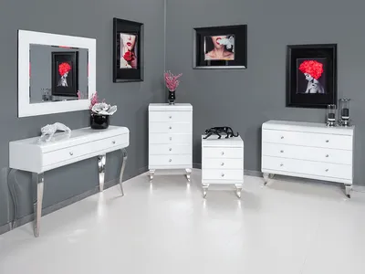 Toaletka szklana glamour JSF478 120x41x78 cm - biały