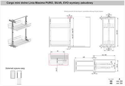 MAXIMA PURO Cargo mini dolne 400 L-480 metal/drewno czarny mat/dąb