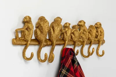 Wieszak ścienny MONKEY HOOK - złoty