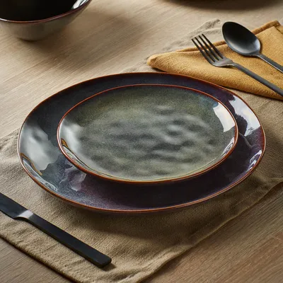 Talerz płaski ceramiczny 28 cm ciemnoniebieski