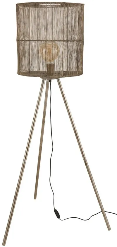 Lampa podłogowa metalowa brązowa 136 cm