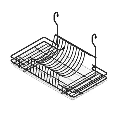 Koszyk zawieszkowy ociekarka relingowa "50" z tacką plastik metal lakier czarny mat RAL 9005