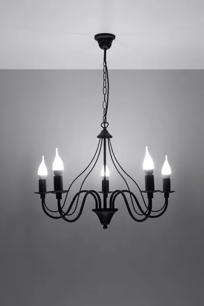 Lampa wisząca 5-punktowa czarna 60x80 cm