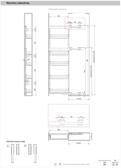 MAXIMA PURO Cargo maxi boczne 200 prawe metal/drewno czarny mat/dąb