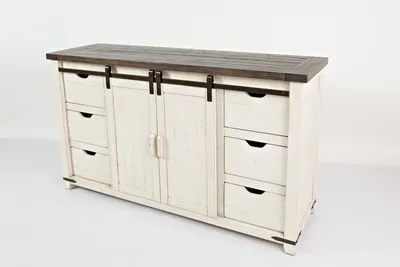 Komoda z drewna z recyklingu AVOLA 152,5 cm - biały/brązowy