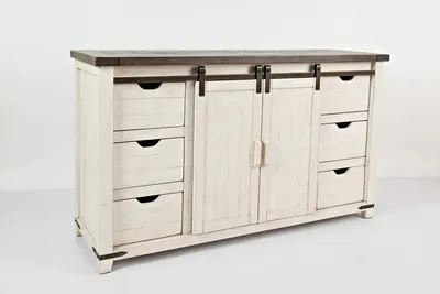 Komoda z drewna z recyklingu AVOLA 152,5 cm - biały/brązowy