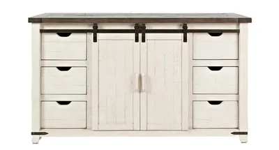 Komoda z drewna z recyklingu AVOLA 152,5 cm - biały/brązowy