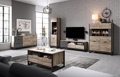 Komoda 2-drzwiowa z szufladami ARDEN D - dąb sand grange/matera