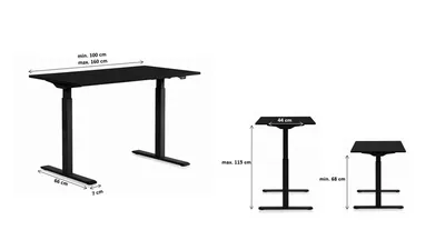 Podstawa do biurka TAVOLA 117x60 z regulacją wysokości - czarny