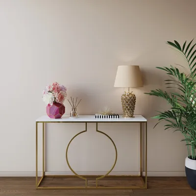 Konsola MIAMI LOFT - biały marmur/złoty