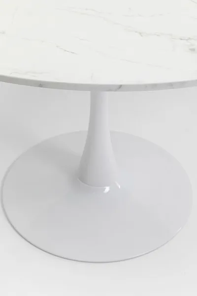 Stół okrągły SCHICKERIA 110 - biały marmur/biały