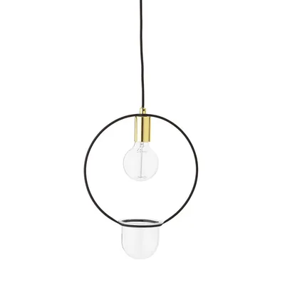 Lampa wisząca z doniczką CARALINA - złoty/czarny