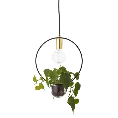 Lampa wisząca z doniczką CARALINA - złoty/czarny