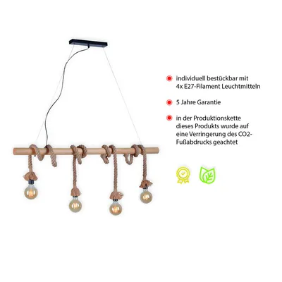 Lampa wisząca ROPE 15483-18 - naturalny