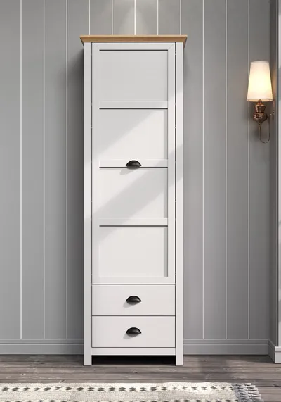 Szafa 1-drzwiowa LANDSIDE Garderoba - jasnoszary/dąb artisan