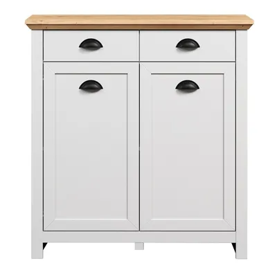 Komoda 2-drzwiowa z szufladami LANDSIDE Garderoba - jasnoszary/dąb artisan